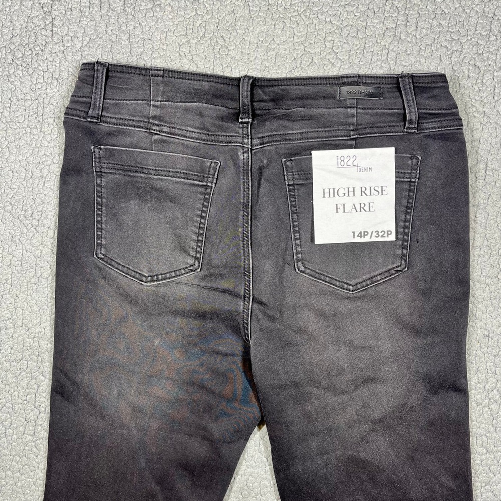 1822 Denim Better Butter High Rise Flare Jeans Black Button Fly 14P/32P NEW - Picture 4 of 12